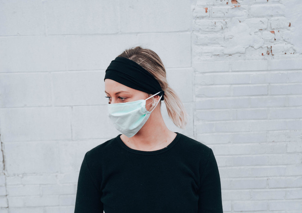 Black Button Headband: Handmade Mask Loop, Non-Slip Comfort