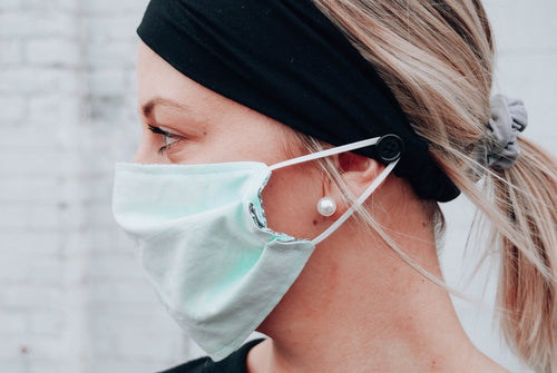 Black Button Headband: Handmade Mask Loop, Non-Slip Comfort