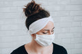 White Button Headband: Handmade Twist Style, Mask Comfort