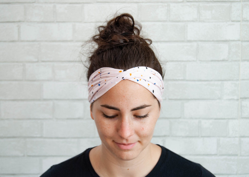 Soft No Slip Wide Comfort Headband Pink Confetti