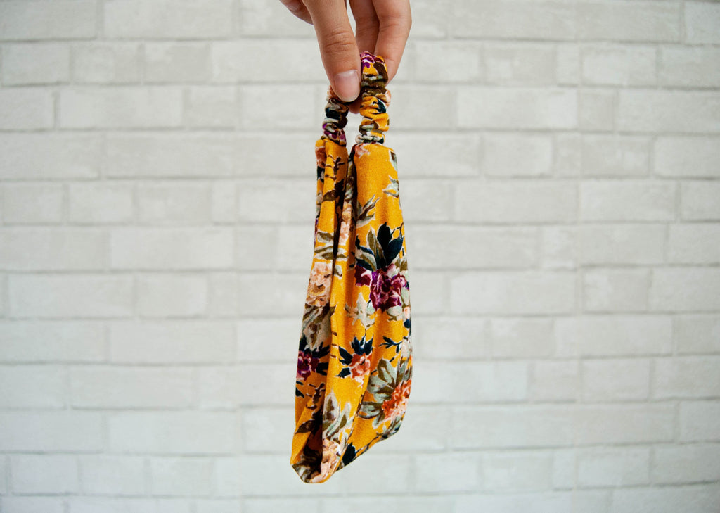 Soft Comfortable No Slip Headband Yellow Mustard Floral