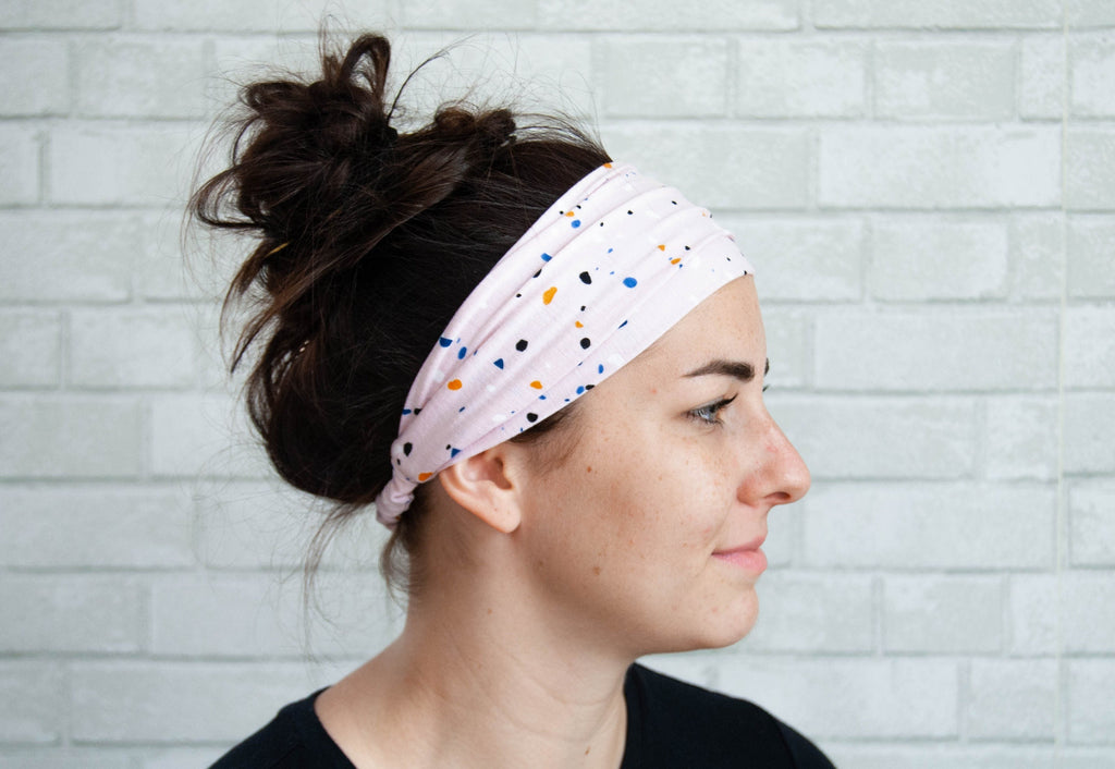 Soft No Slip Wide Comfort Headband Pink Confetti