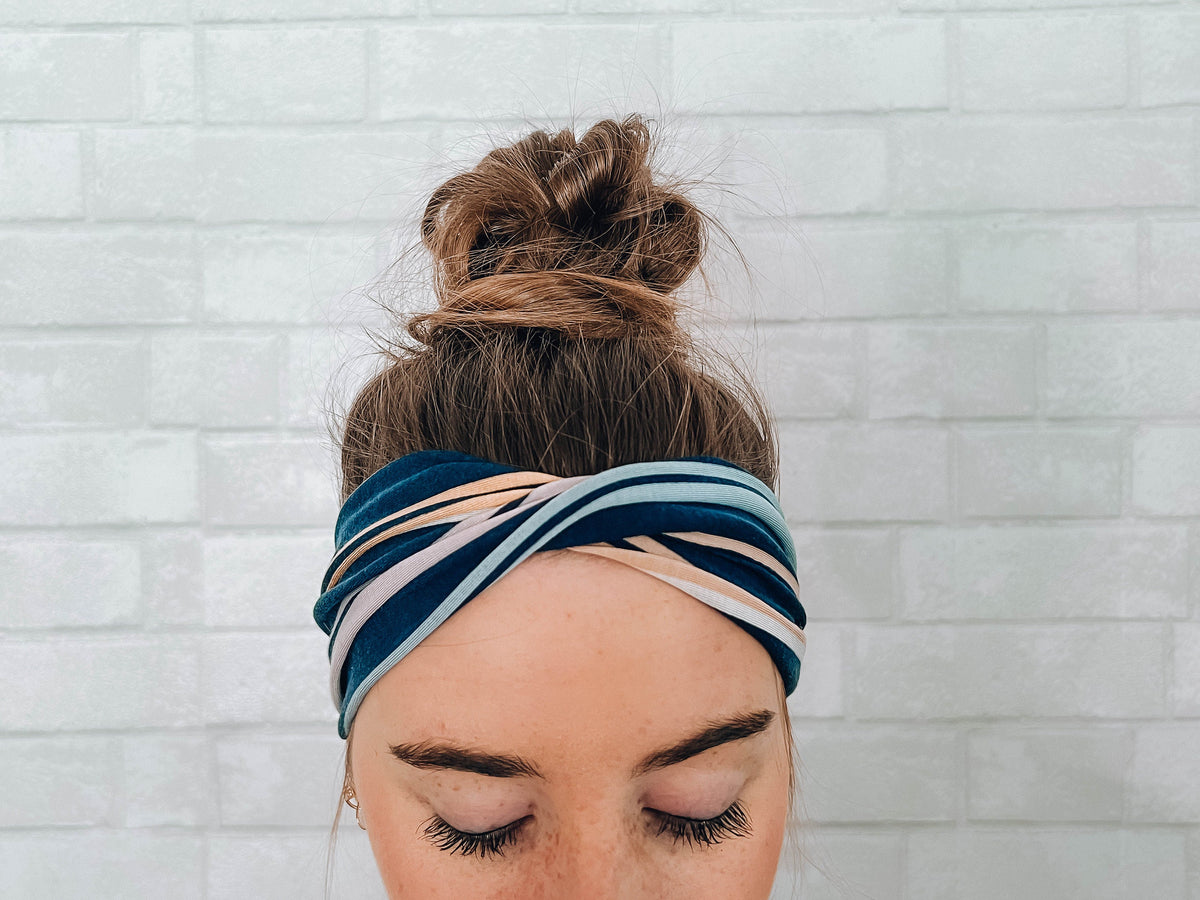 No Slip Super Soft Headband Navy Stripe