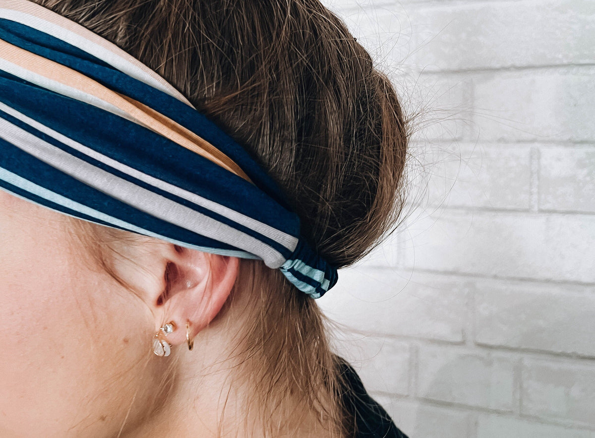 No Slip Super Soft Headband Navy Stripe