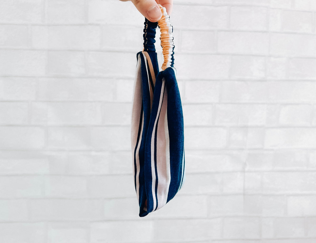 No Slip Super Soft Headband Navy Stripe
