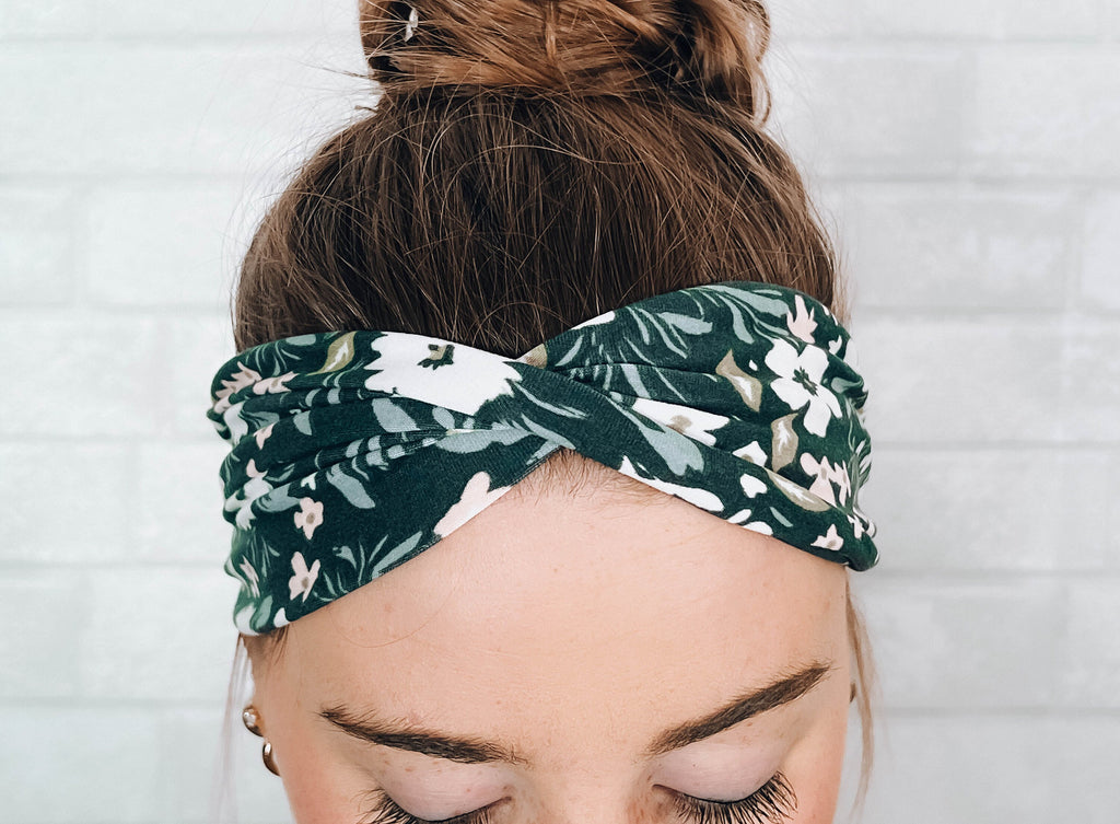 Ear Saver Button Headband Grey Floral Soft Nurse Healthcare Hairband