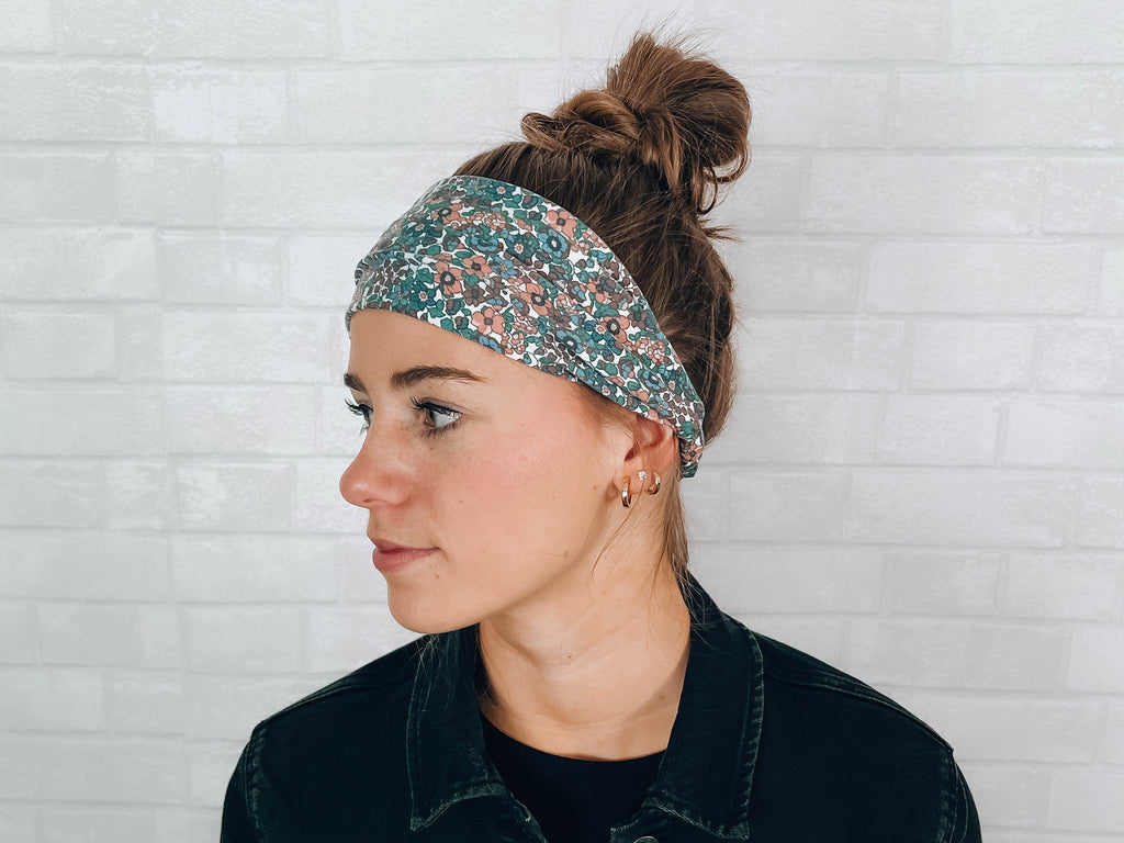 Soft No Slip Wide Comfort Headband Hairband in Pink Multicolor Floral Print