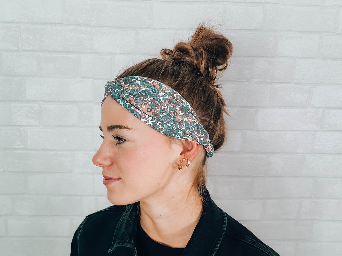 Soft No Slip Wide Comfort Headband Hairband in Pink Multicolor Floral Print