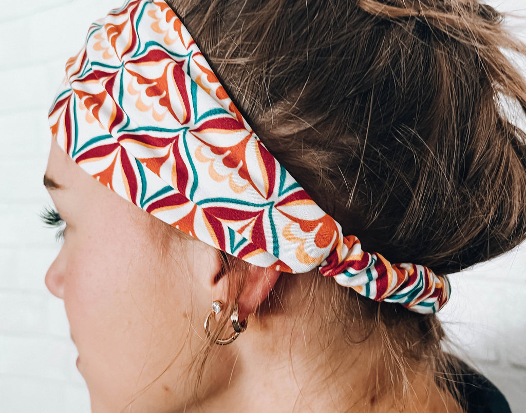 Super Soft No Slip Headband Multicolor Geometric Print