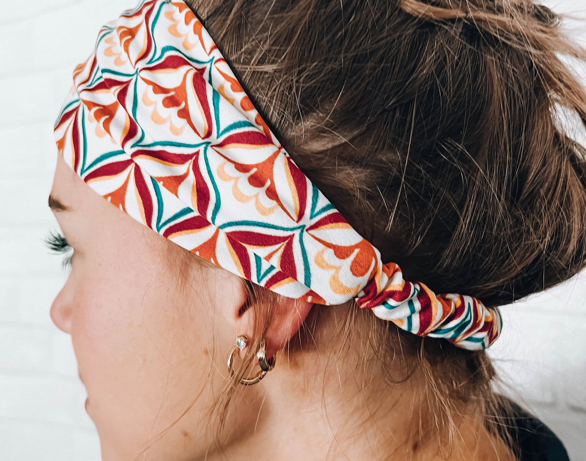 Super Soft No Slip Headband Multicolor Geometric Print