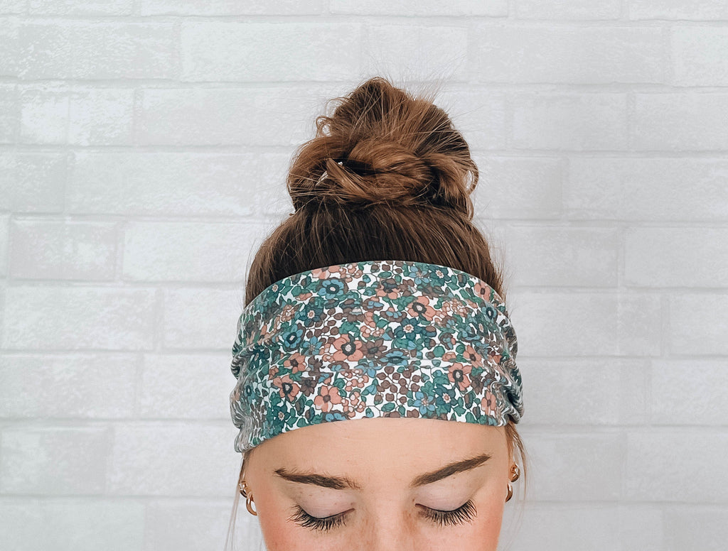 Soft No Slip Wide Comfort Headband Hairband in Pink Multicolor Floral Print