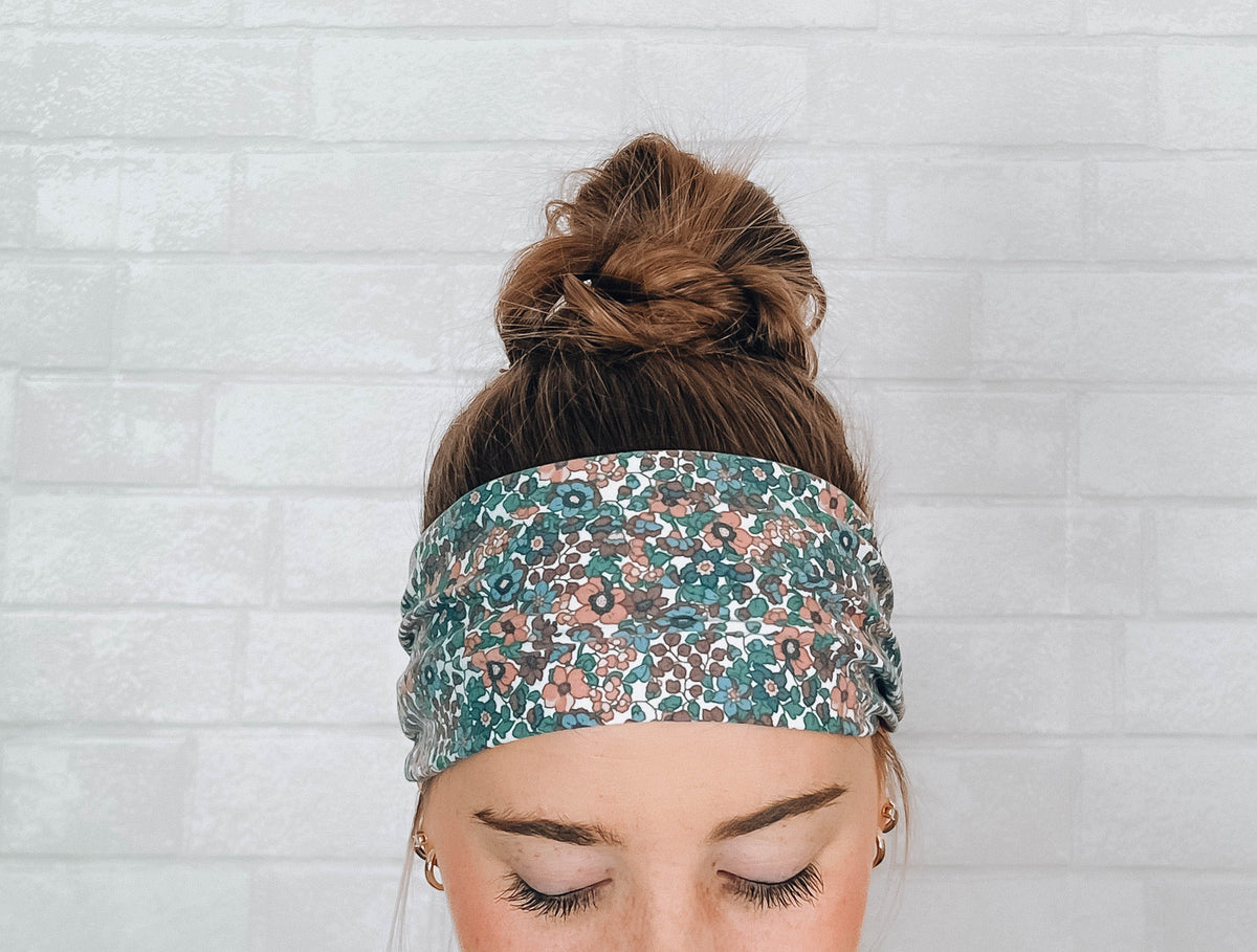 Soft No Slip Wide Comfort Headband Hairband in Pink Multicolor Floral Print