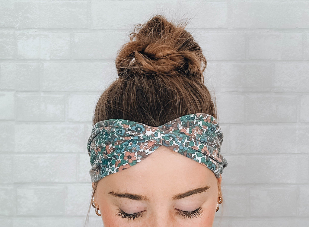 Soft No Slip Wide Comfort Headband Hairband in Pink Multicolor Floral Print