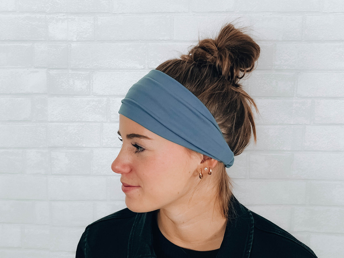 No Slip Super Soft Sweat Headband Scrub Blue