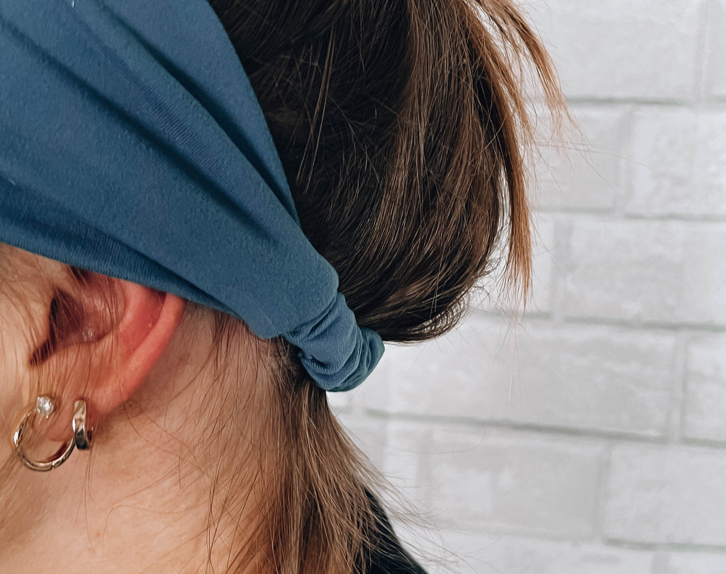 No Slip Super Soft Sweat Headband Scrub Blue