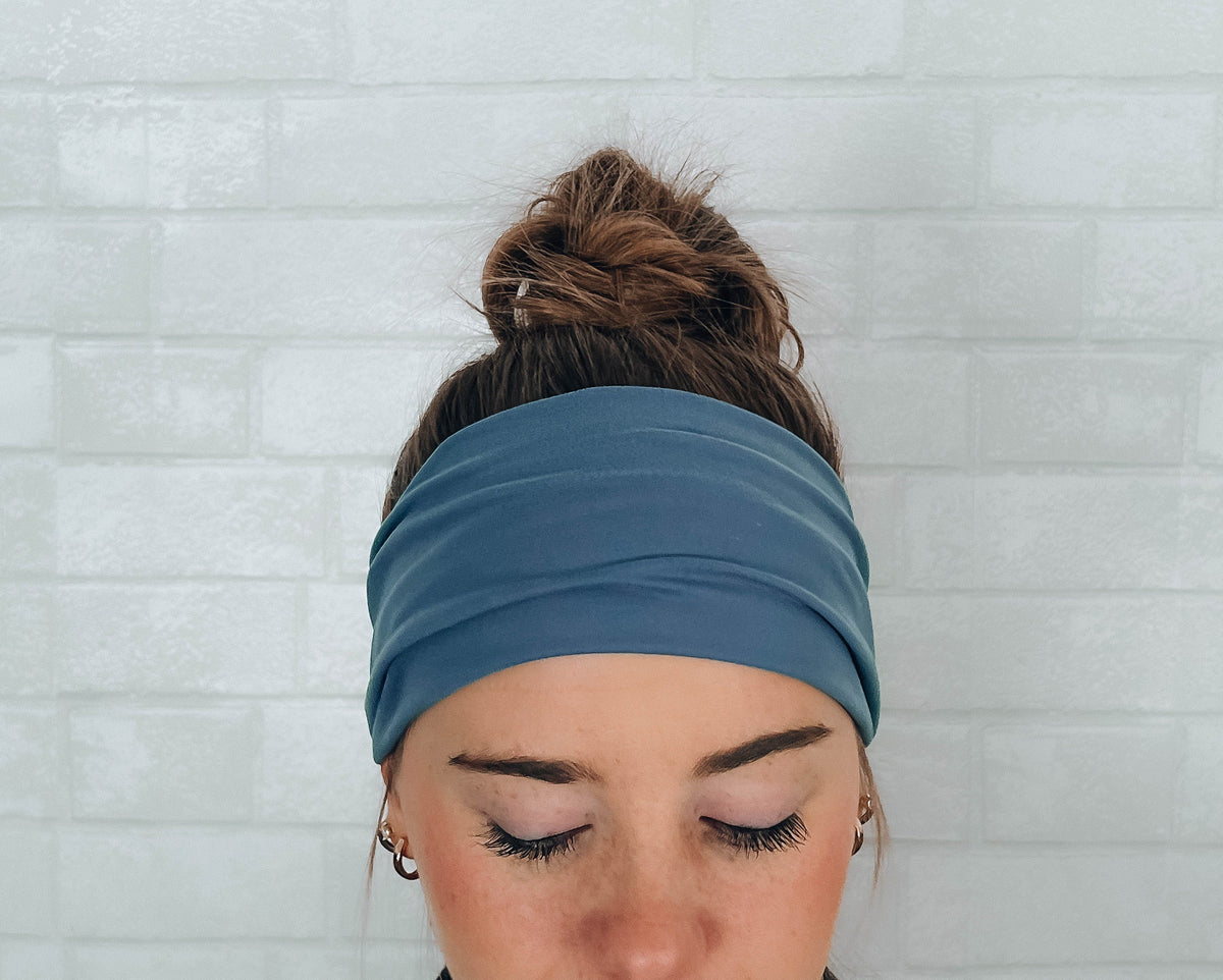 No Slip Super Soft Sweat Headband Scrub Blue