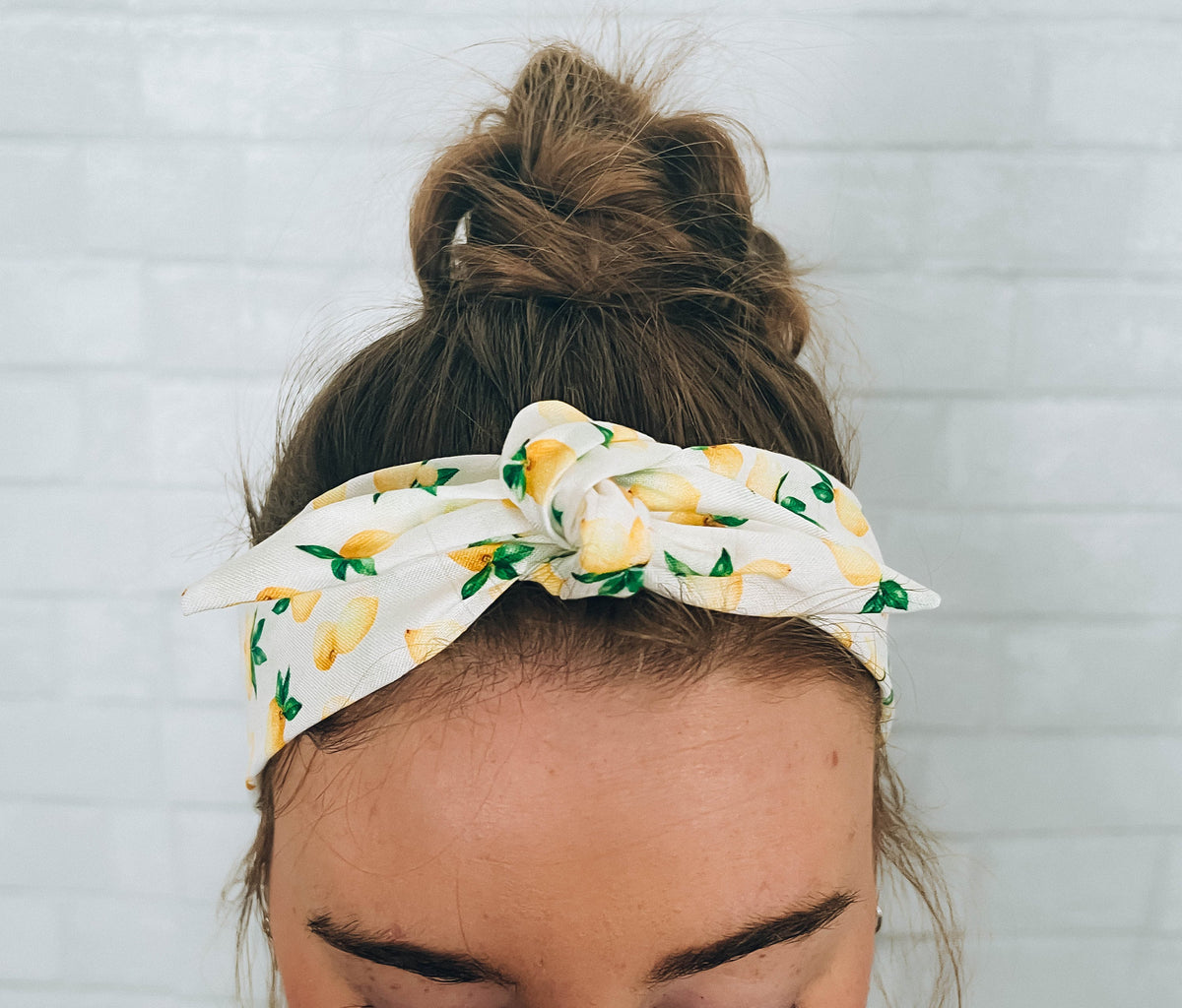 Lemon Print Tie Head Scarf Headband