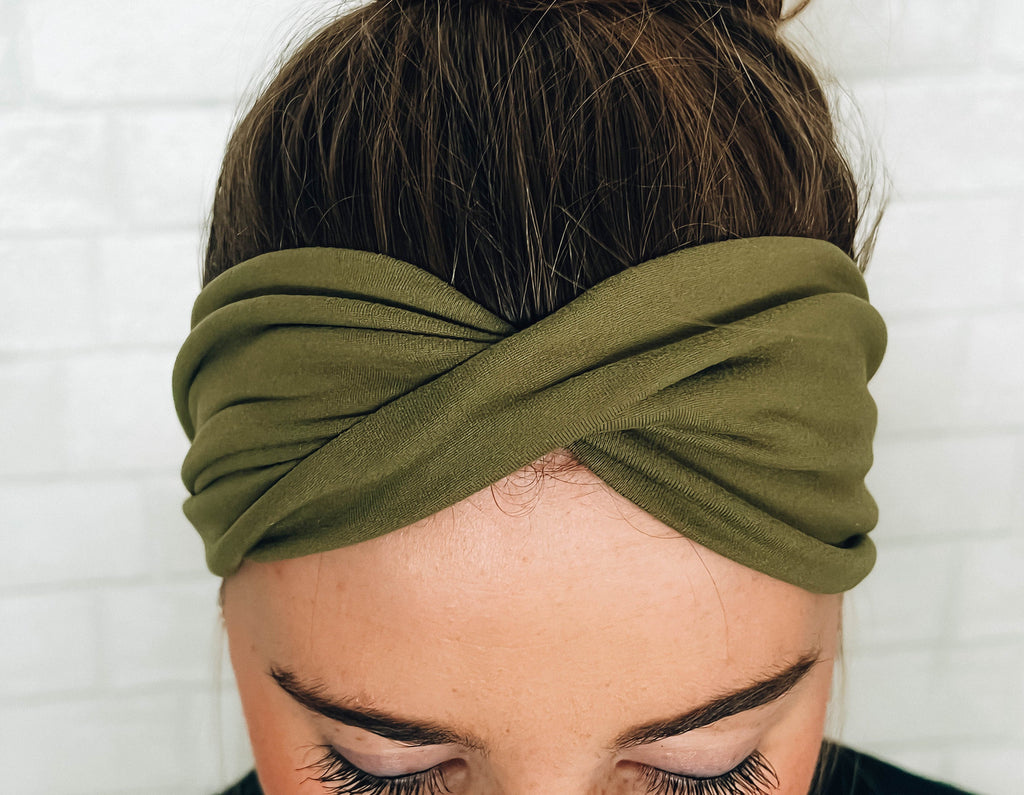 Soft Comfort Sweat Absorbent Wide Headband Green