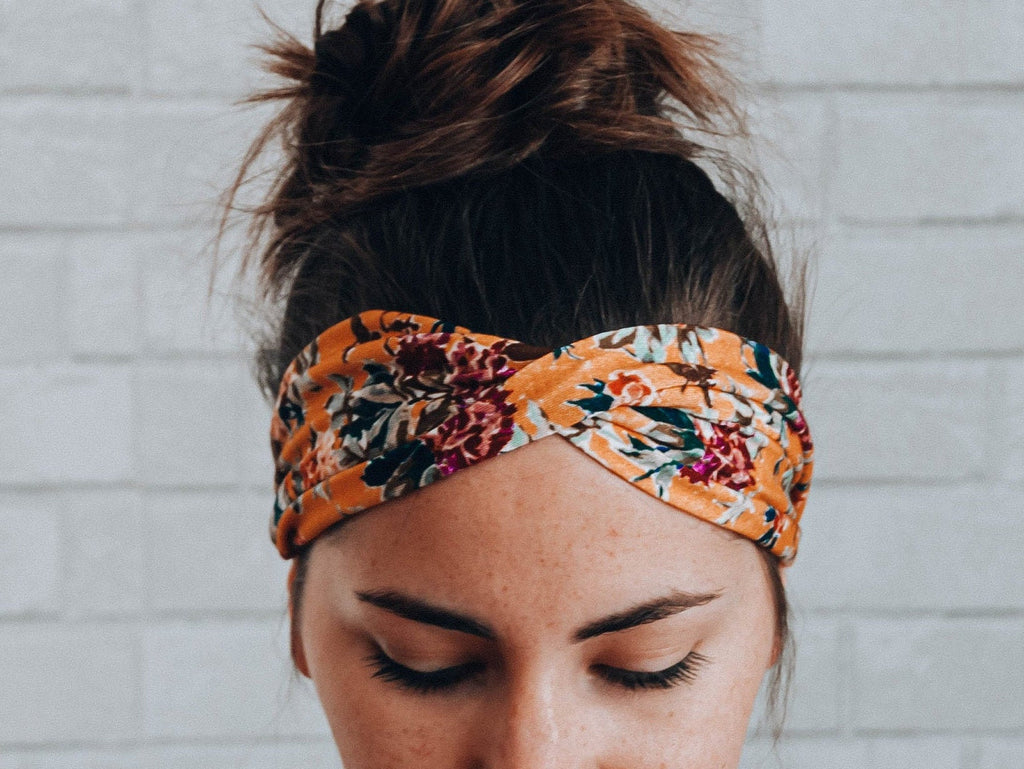 Soft Comfortable No Slip Headband Yellow Mustard Floral