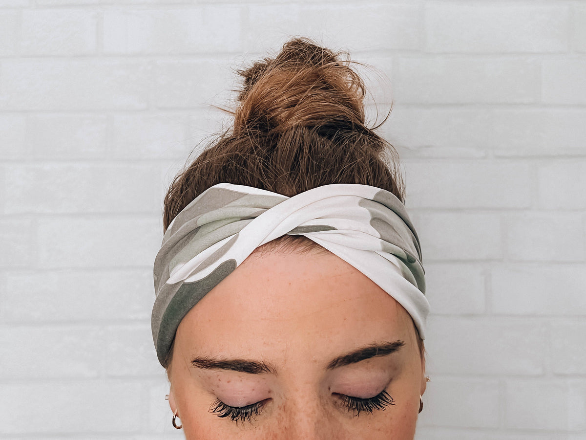 Soft Comfort Headband Wear Multiple Ways No Slip Green Camo Headband