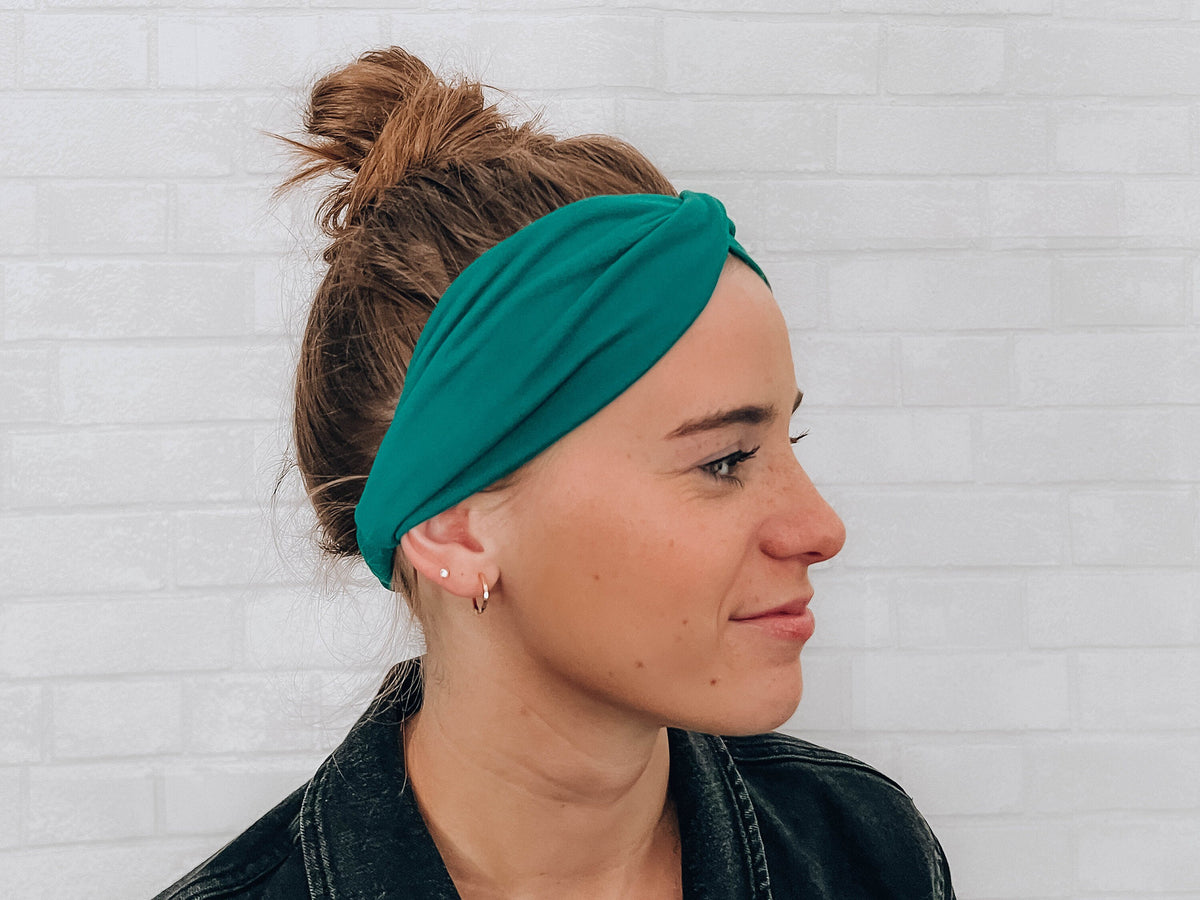 No Slip Soft Wide Bright Teal Twistable Headband