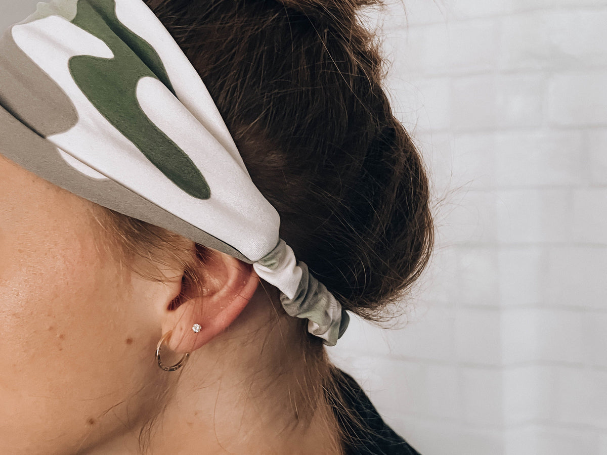 Soft Comfort Headband Wear Multiple Ways No Slip Green Camo Headband