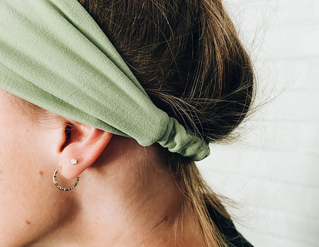 No Slip Soft Wide Light Pastel Green Twist Headband