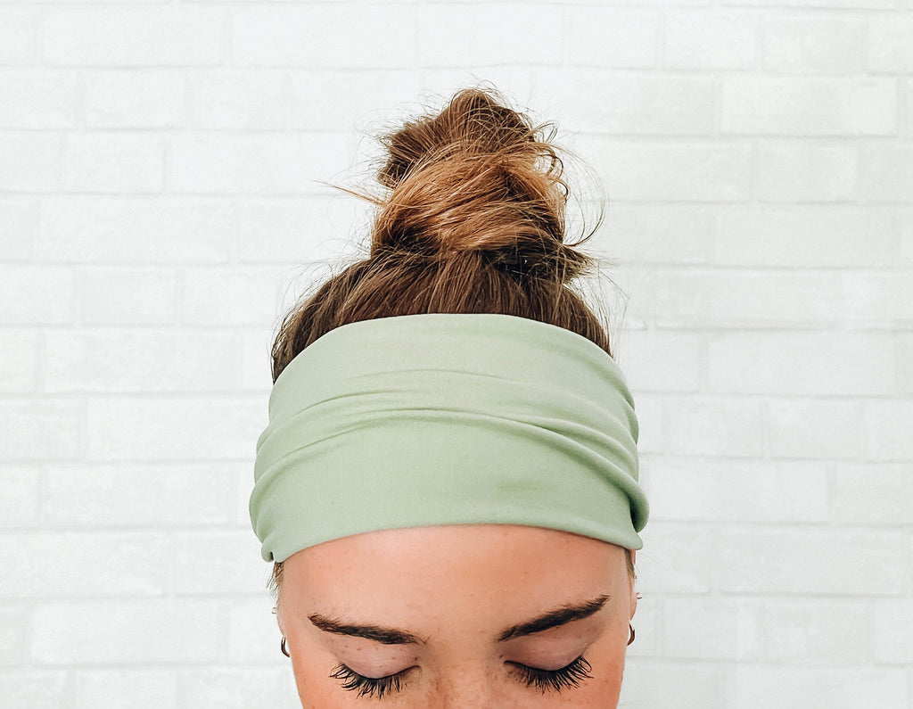 No Slip Soft Wide Light Pastel Green Twist Headband