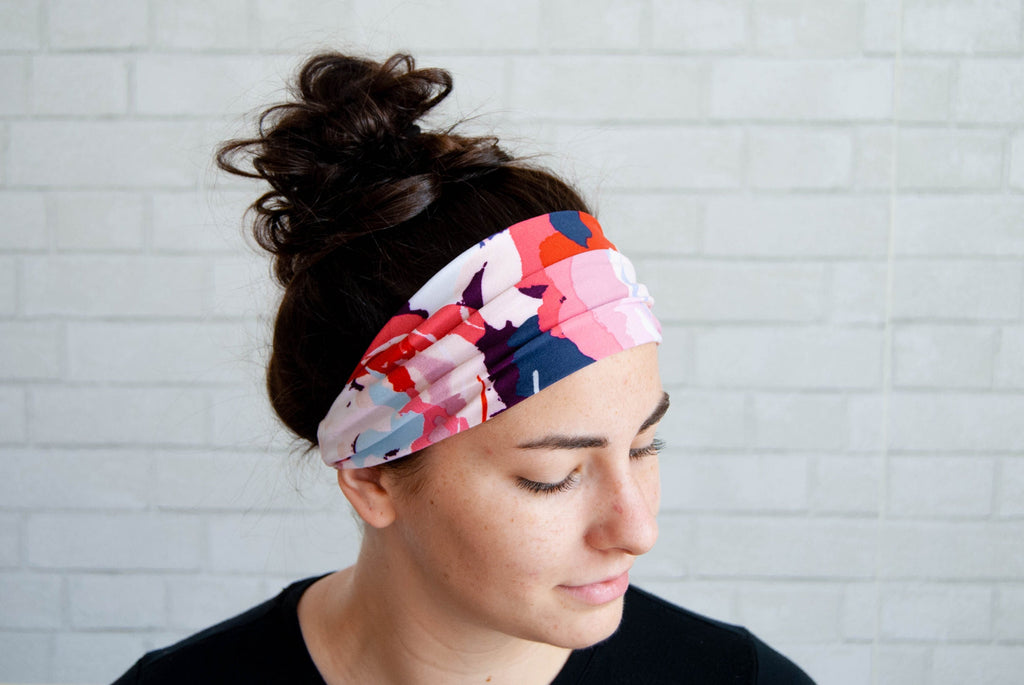 Soft No Slip Wide Comfort Headband Hairband Pink Abstract Pattern