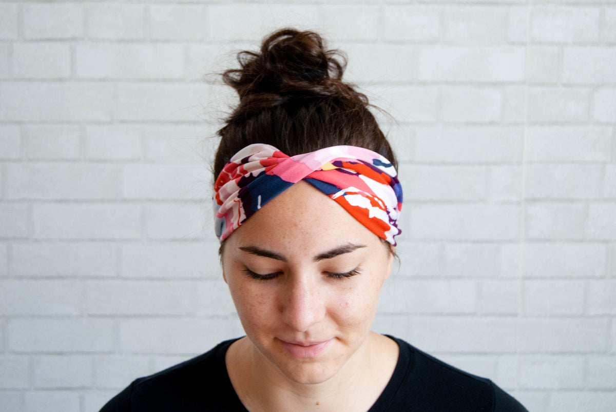 Soft No Slip Wide Comfort Headband Hairband Pink Abstract Pattern