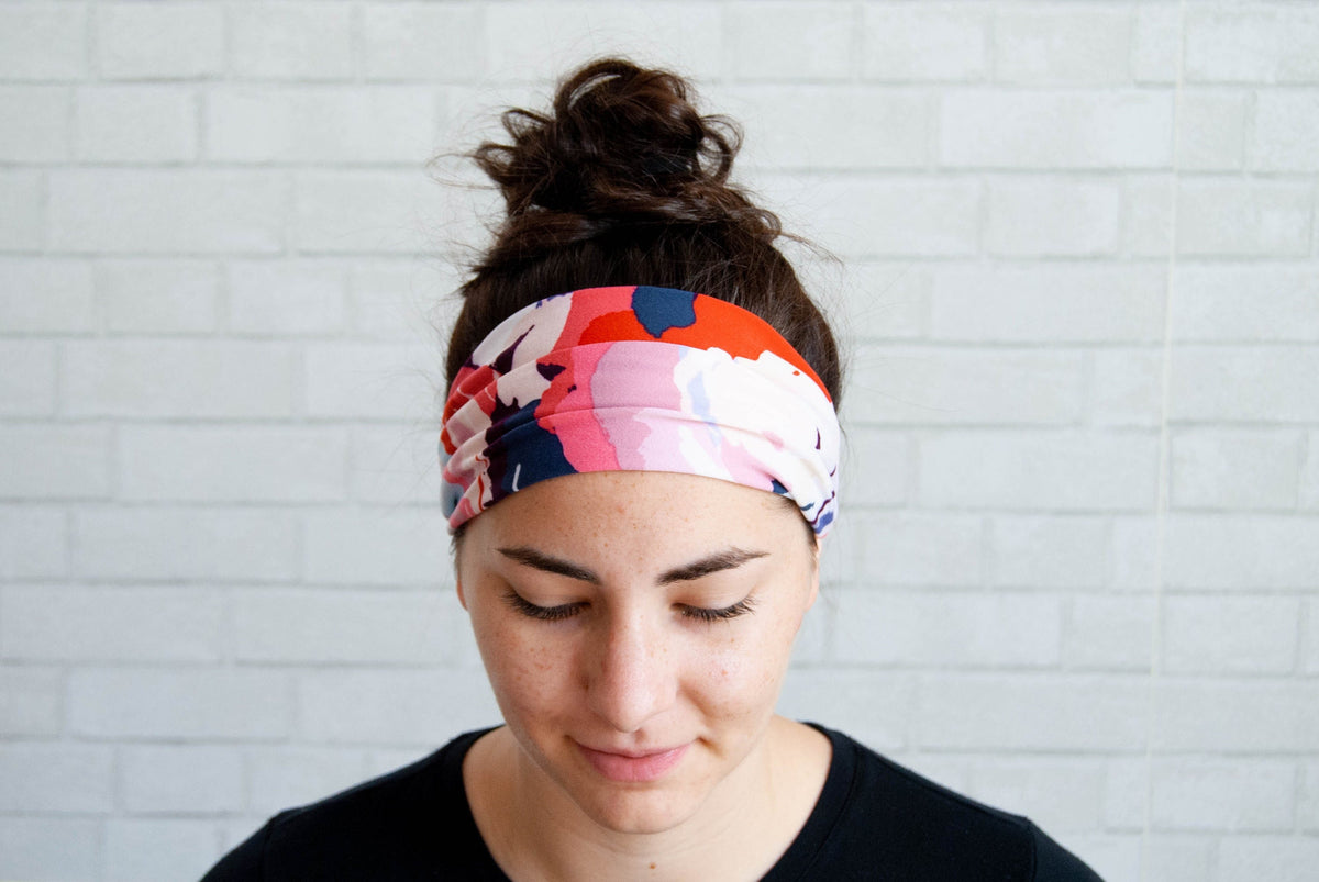 Soft No Slip Wide Comfort Headband Hairband Pink Abstract Pattern
