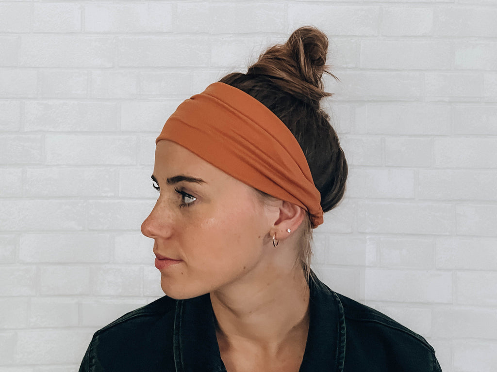 Soft No Slip Comfort Wide Sweat Headband Orange Workout Band