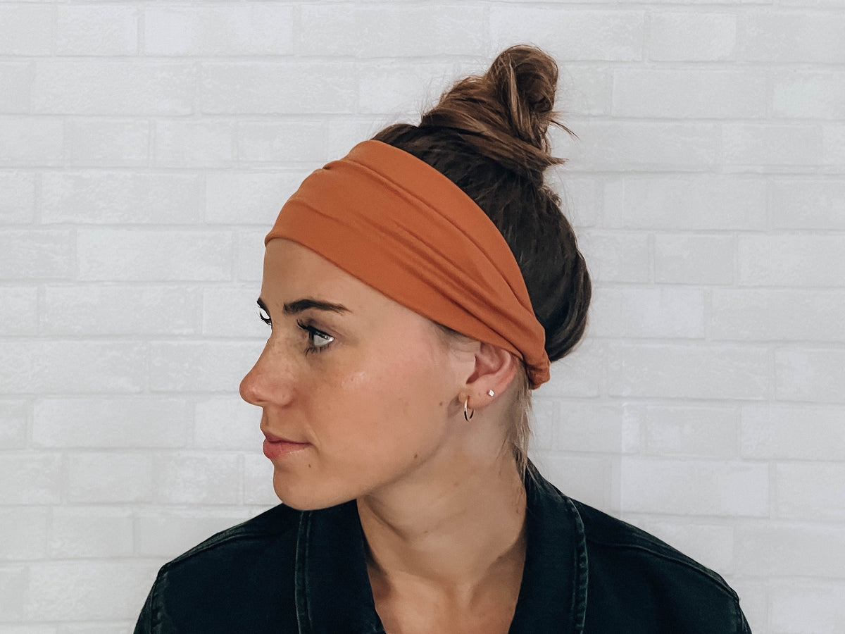 Soft No Slip Comfort Wide Sweat Headband Orange Workout Band