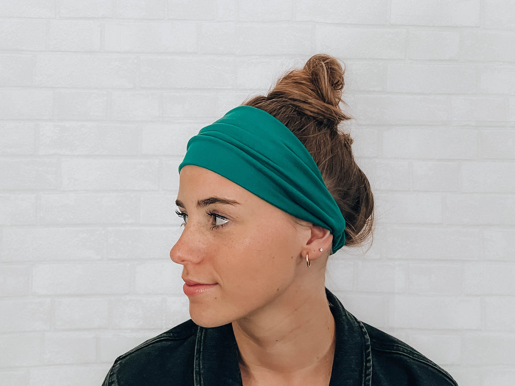 No Slip Soft Wide Bright Teal Twistable Headband
