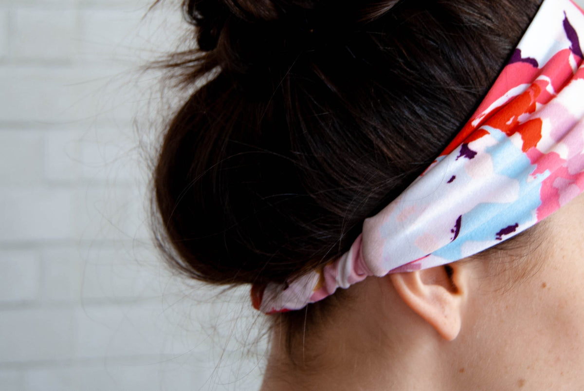 Soft No Slip Wide Comfort Headband Hairband Pink Abstract Pattern
