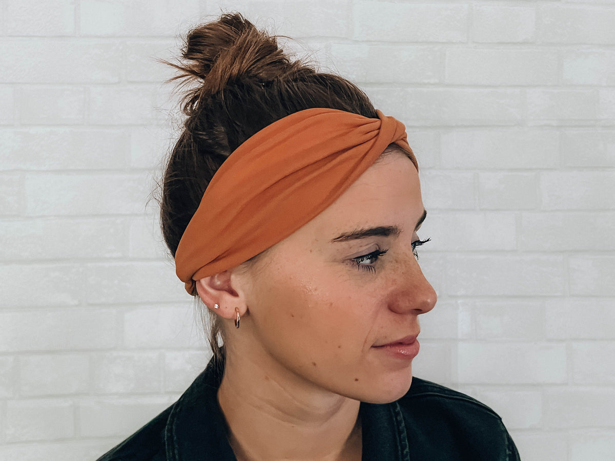 Soft No Slip Comfort Wide Sweat Headband Orange Workout Band