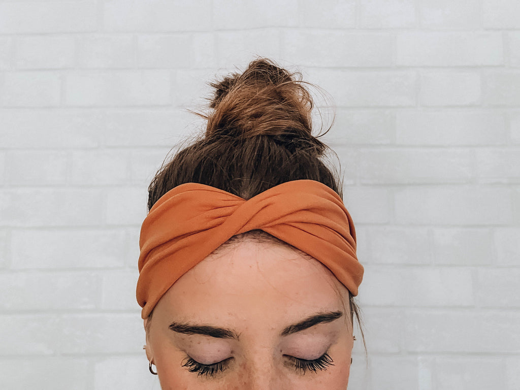 Soft No Slip Comfort Wide Sweat Headband Orange Workout Band