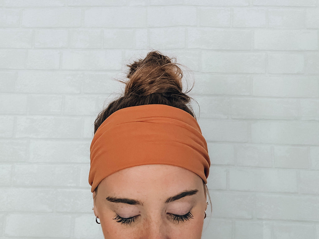 Soft No Slip Comfort Wide Sweat Headband Orange Workout Band