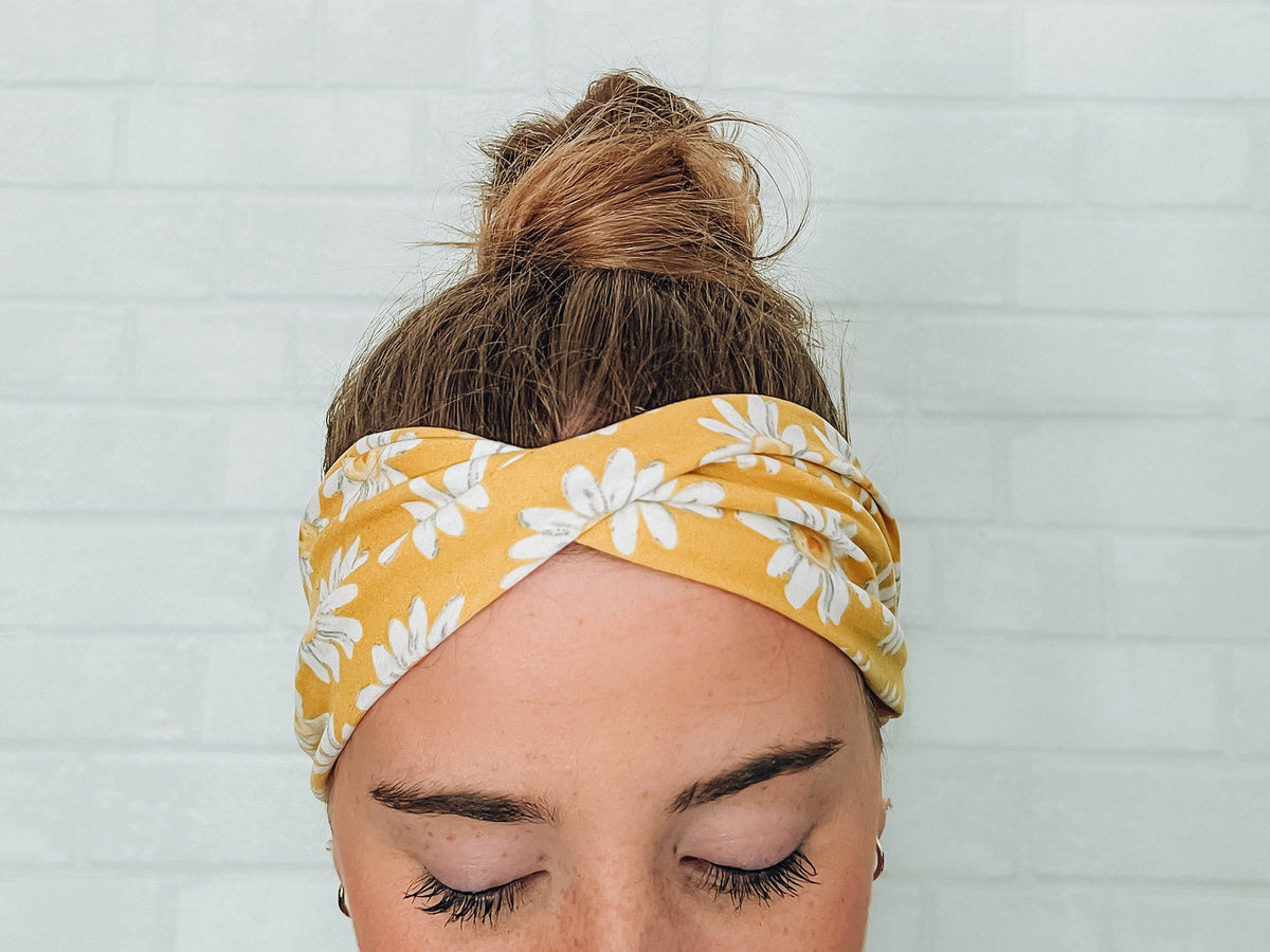 Soft No Slip Yellow Daisy Headband (available in multiple sizes)