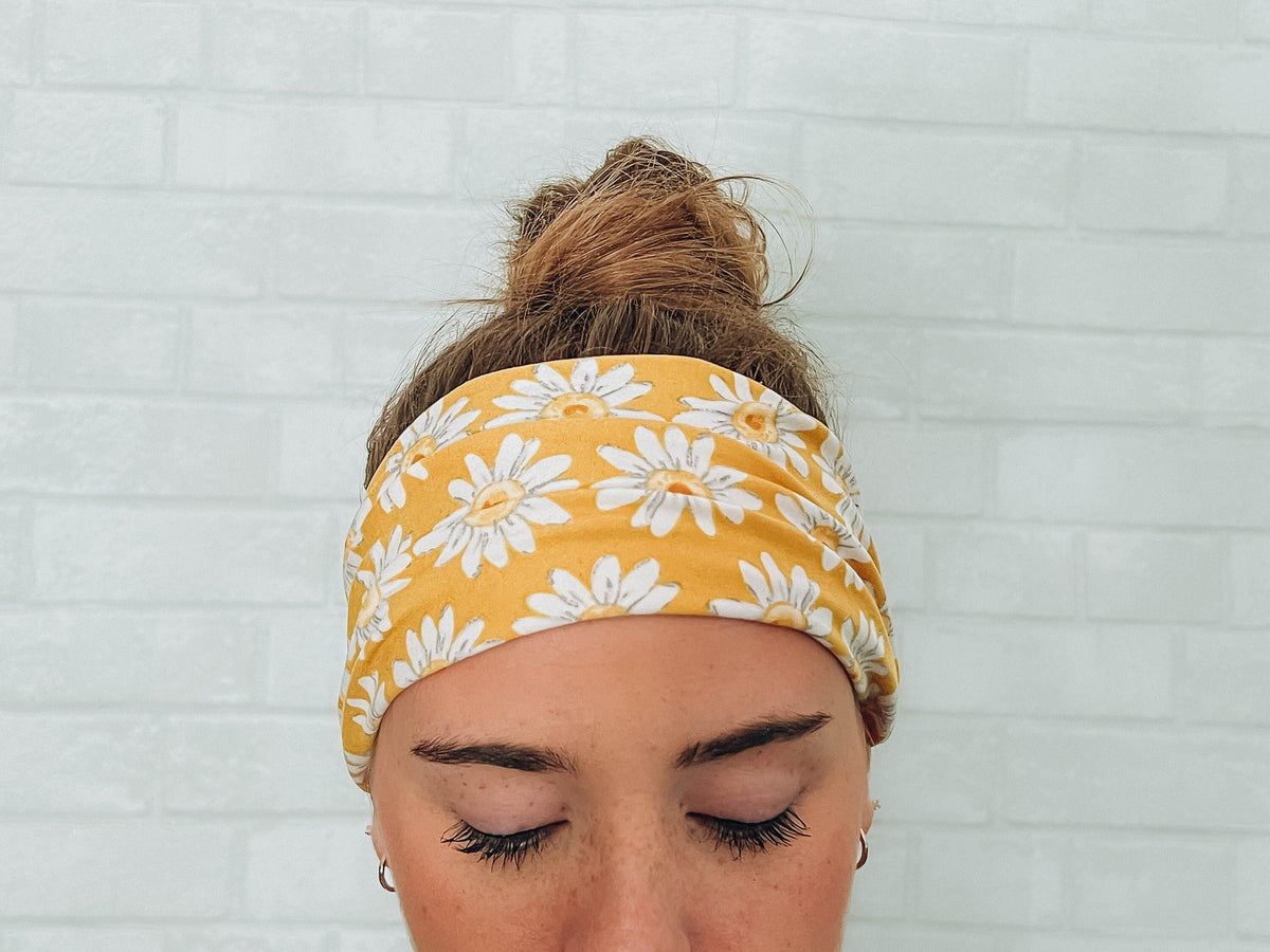 Soft No Slip Yellow Daisy Headband (available in multiple sizes)