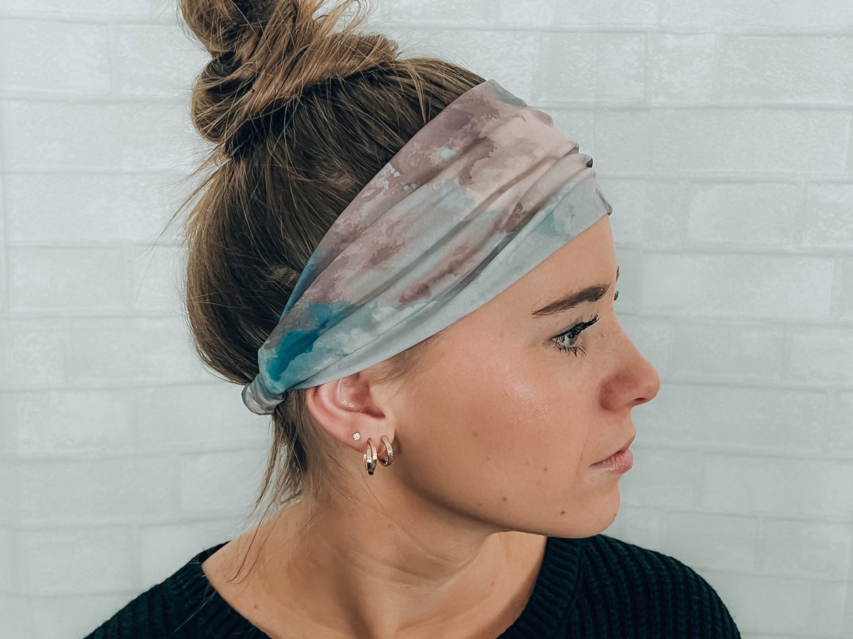No Slip Super Soft Sweat Headband Dark Purple Tie Dye