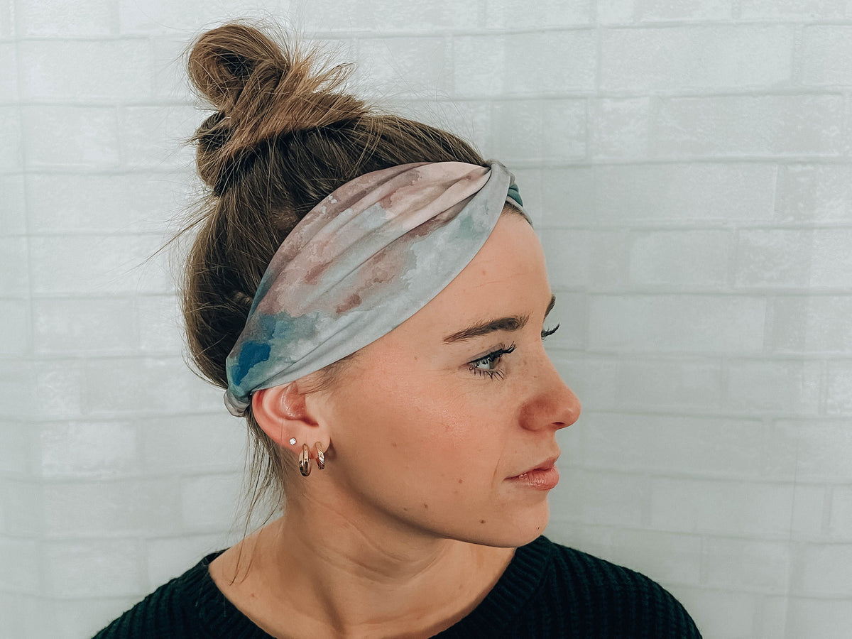No Slip Super Soft Sweat Headband Dark Purple Tie Dye