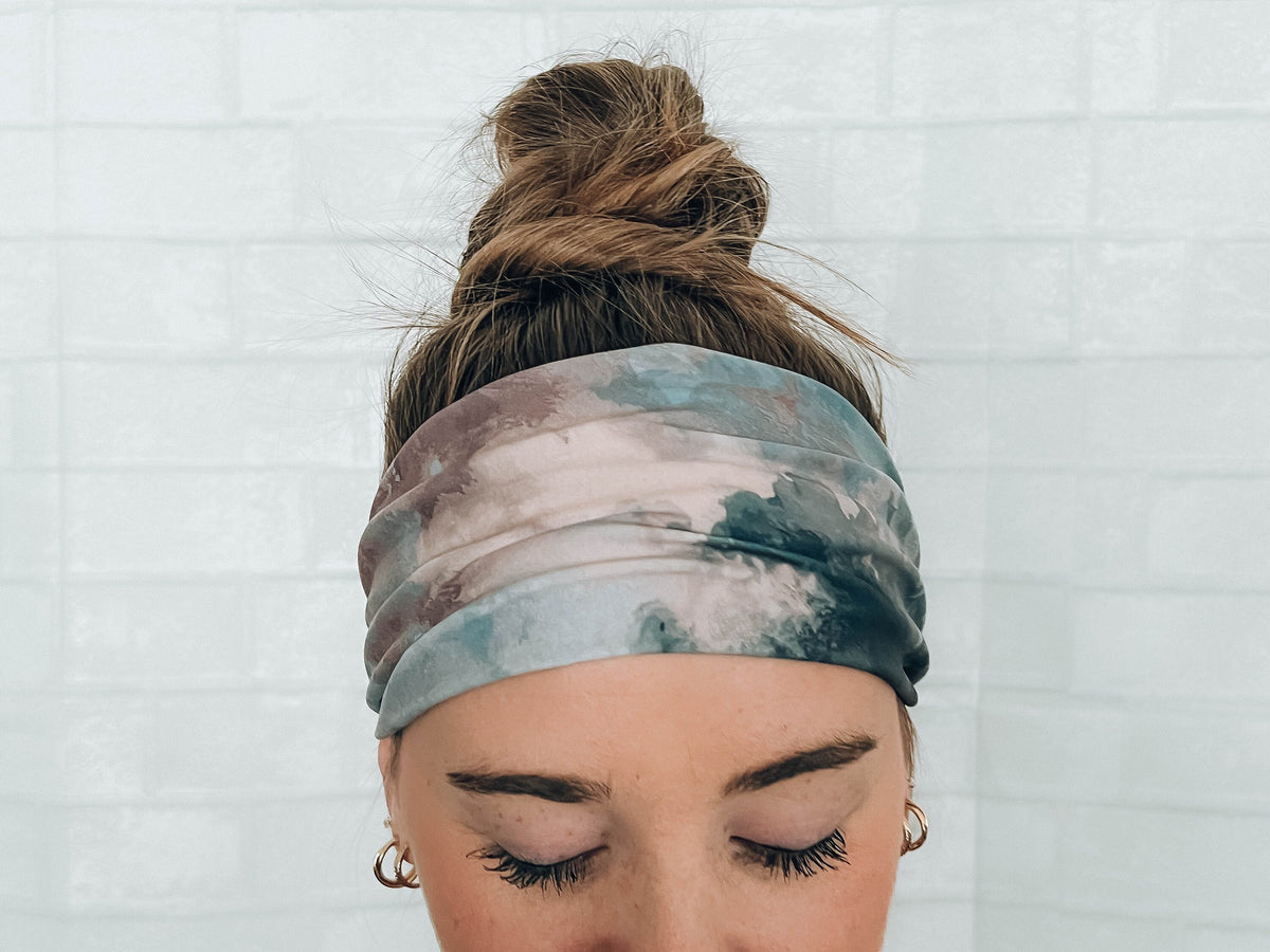 No Slip Super Soft Sweat Headband Dark Purple Tie Dye