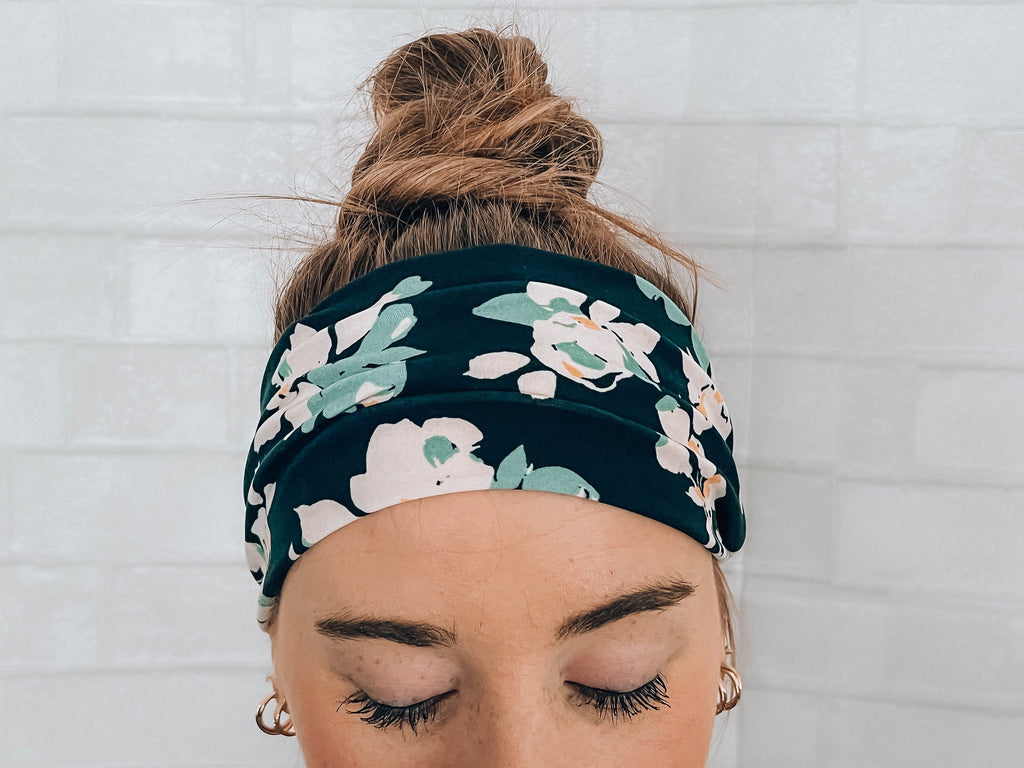 No Slip Super Soft Always Fits Navy Floral Comfortable Headband