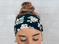 No Slip Super Soft Always Fits Navy Floral Comfortable Headband