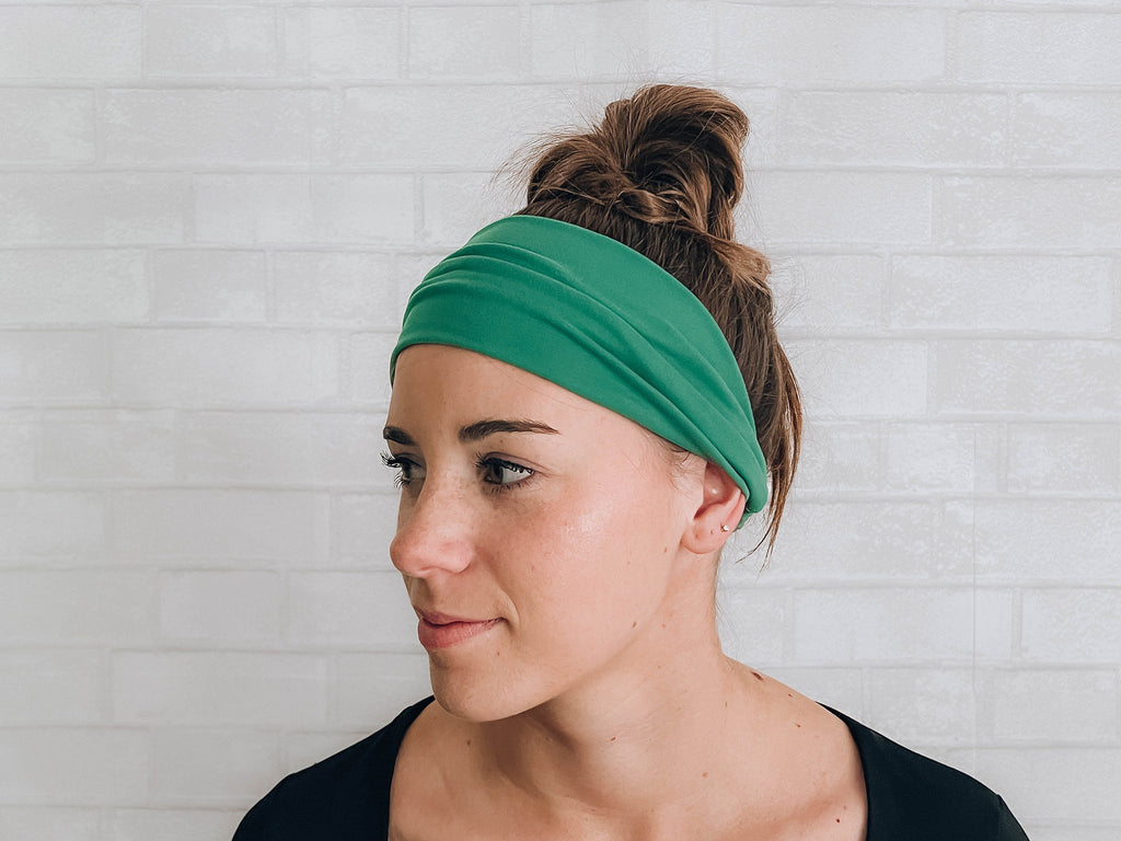 No Slip Super Soft Wide Green Twistable Headband