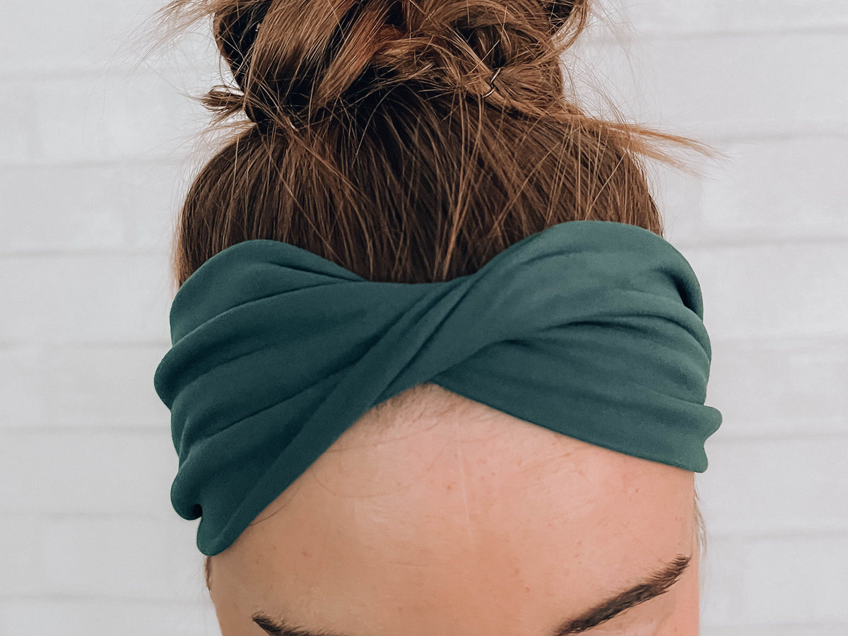 No Slip Soft Wide Twist Headband Dark Teal Blue Green