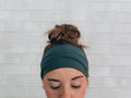 No Slip Soft Wide Twist Headband Dark Teal Blue Green