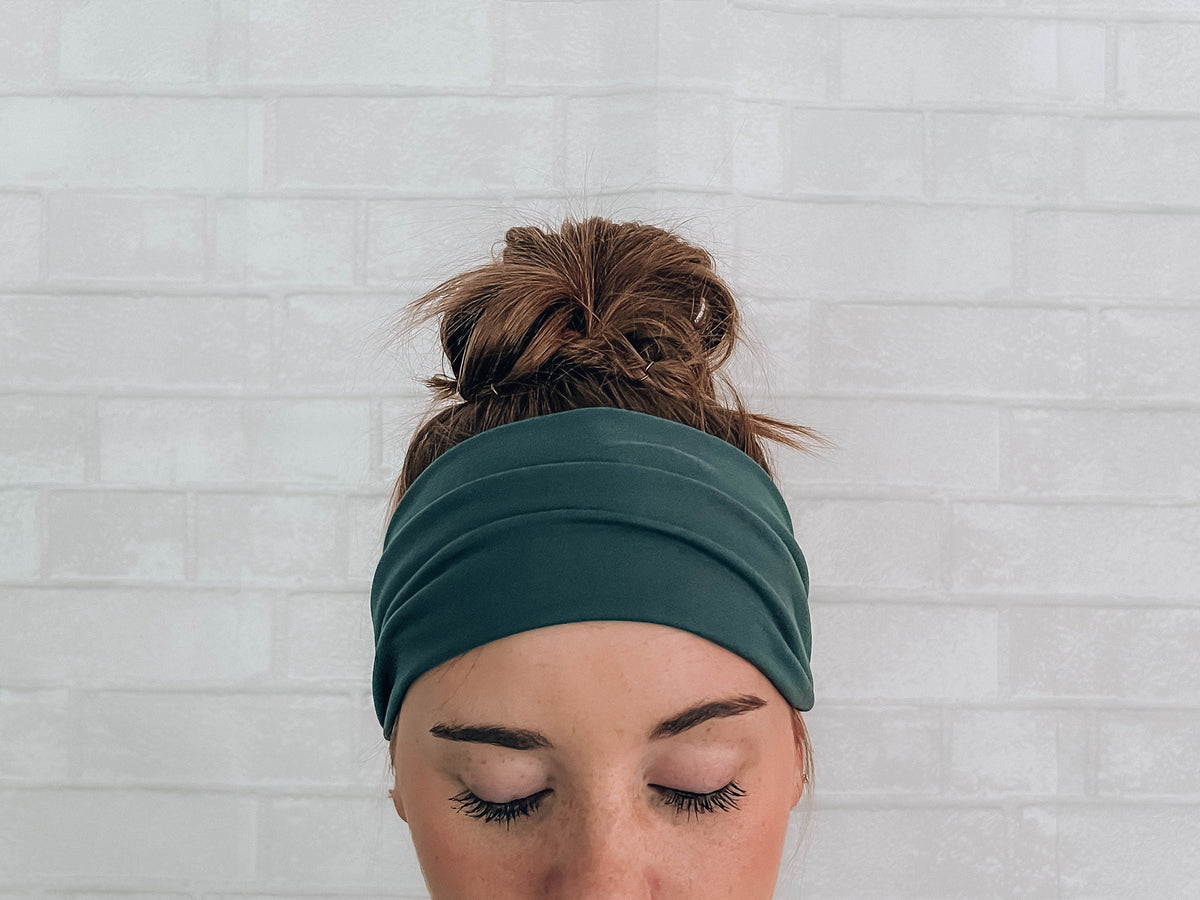 No Slip Soft Wide Twist Headband Dark Teal Blue Green