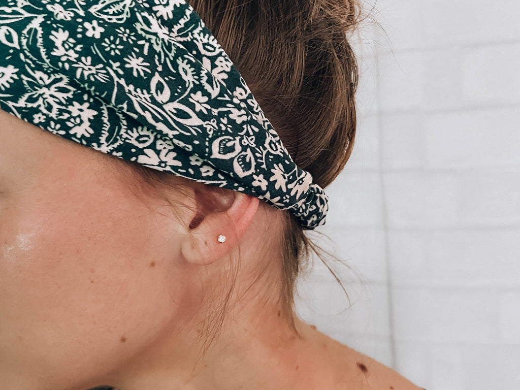 Soft No Slip Sweat Absorbent Wide Headband Teal Floral Print